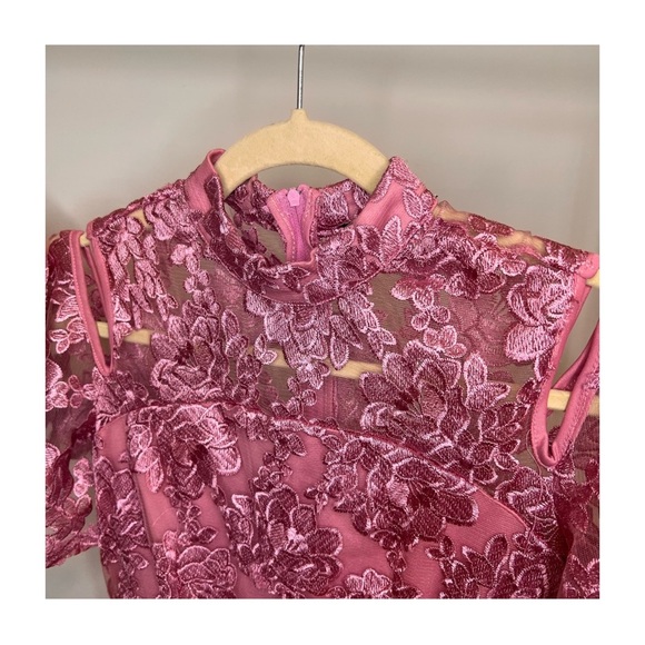 Miss Behave Pink Dress w Roses - Picture 3 of 3